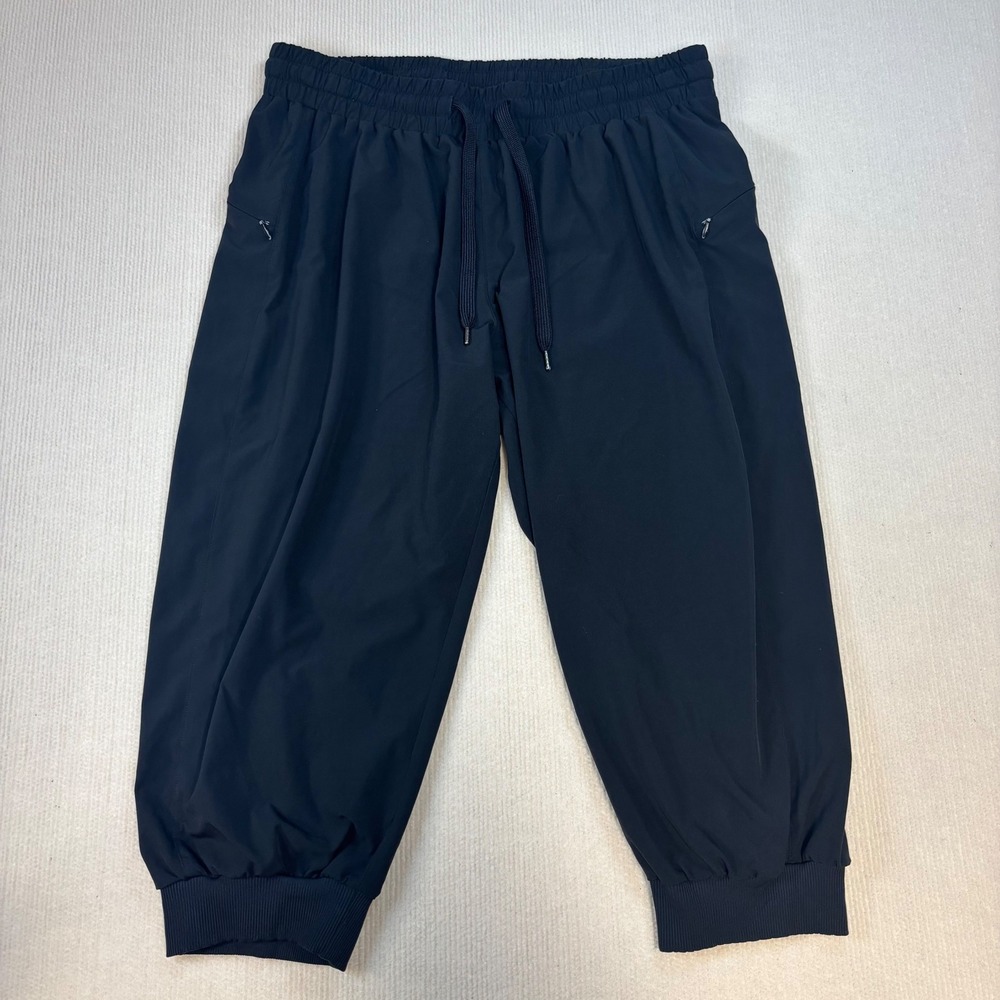 Champion Womens Black Cropped Jogger Pants Elastic Drawstring Waist Size L